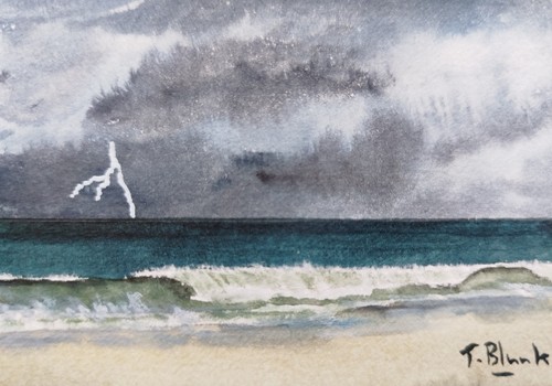 Original aquarell gewitter - aquarell,