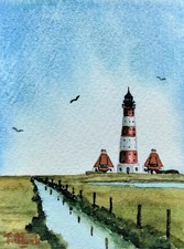 ORIGINAL AQUARELL - Leuchtturm