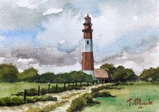 ORIGINAL AQUARELL - Leuchtturm