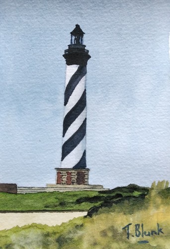 Original aquarell leuchtturm - original,