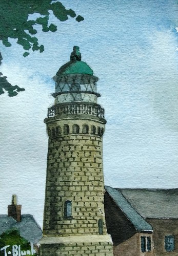 Original aquarell leuchtturm - aquarell,