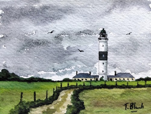 Original aquarell leuchtturm - original,