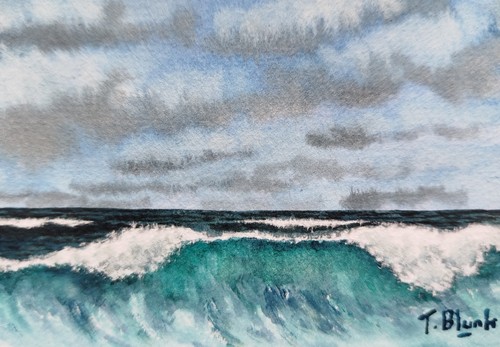 Original aquarell meer - aquarell,