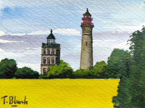 Original aquarell leuchtturm - -,