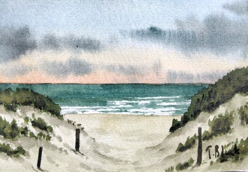 Original aquarell weg zum - -,