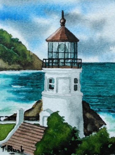 Original aquarell leuchtturm - original,
