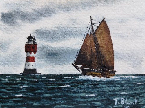 Original aquarell segler - original,
