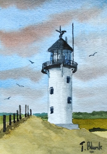 Original aquarell leuchtturm - original,