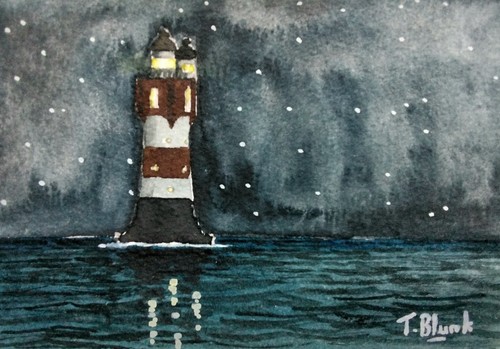 Original aquarell leuchtturm - -,