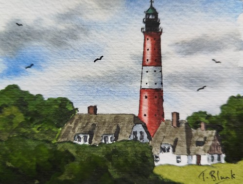 Original aquarell leuchtturm - -,