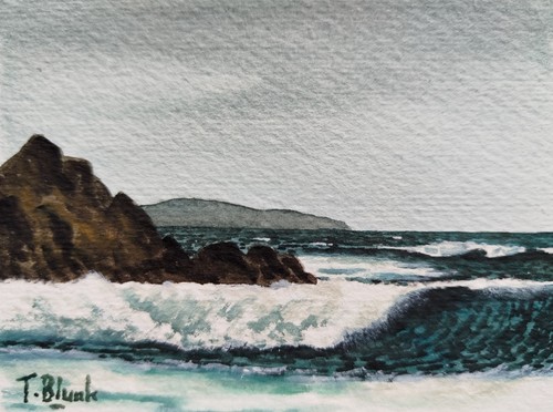 Original aquarell brandung - original,