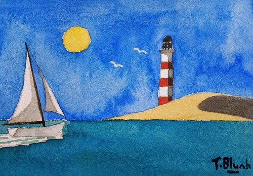 Original aquarell segelboot - original,