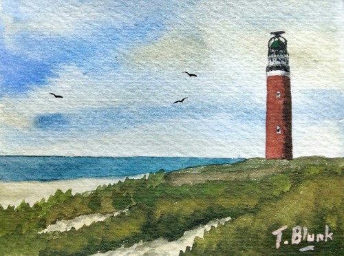 Original aquarell leuchtturm - aquarell,