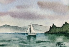 ORIGINAL AQUARELL - Segler auf